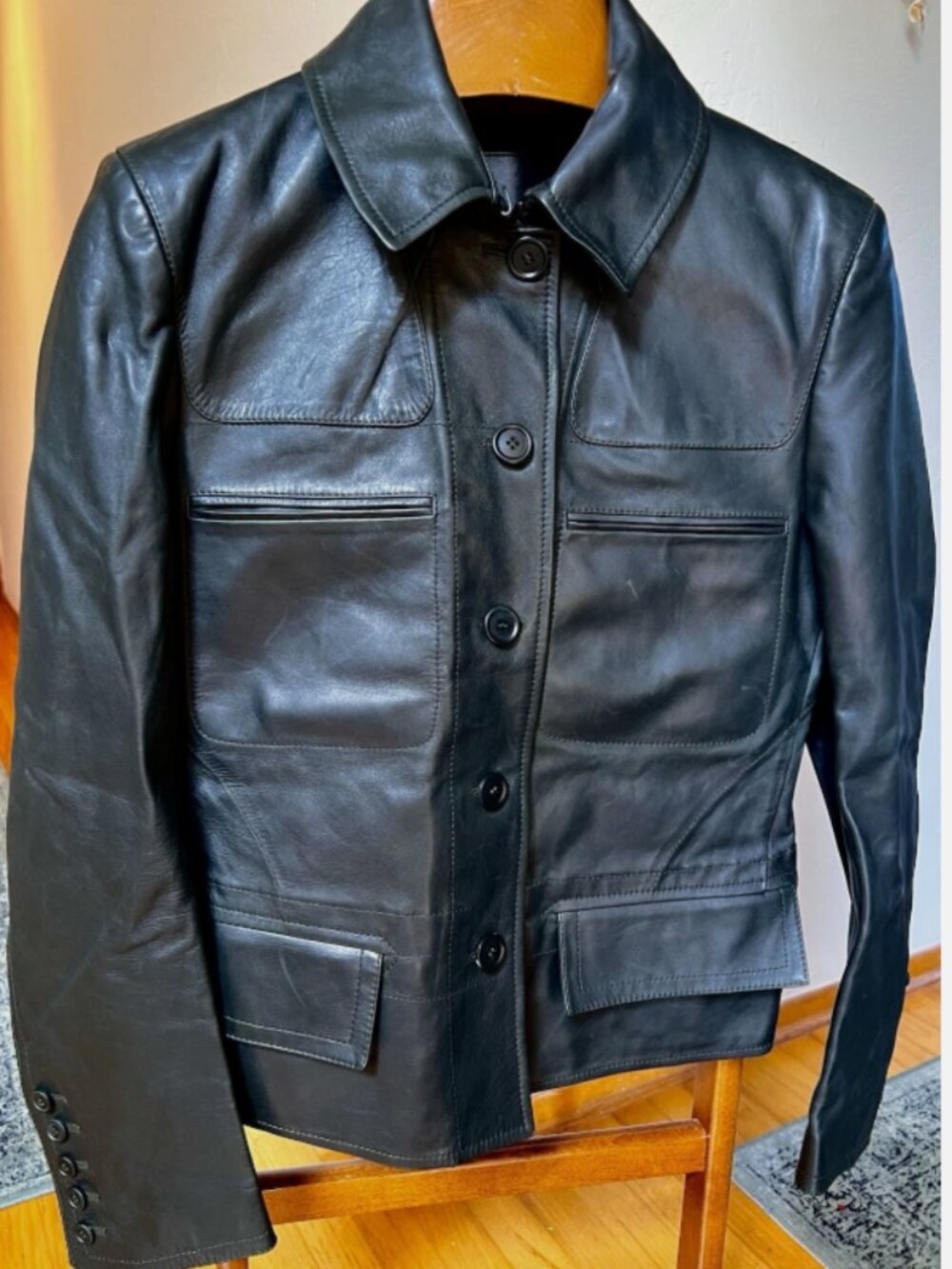 VTG 90s Calvin Klein Women's Leather Jacket, Italy, High End Sz 6/8 (Tag 10)